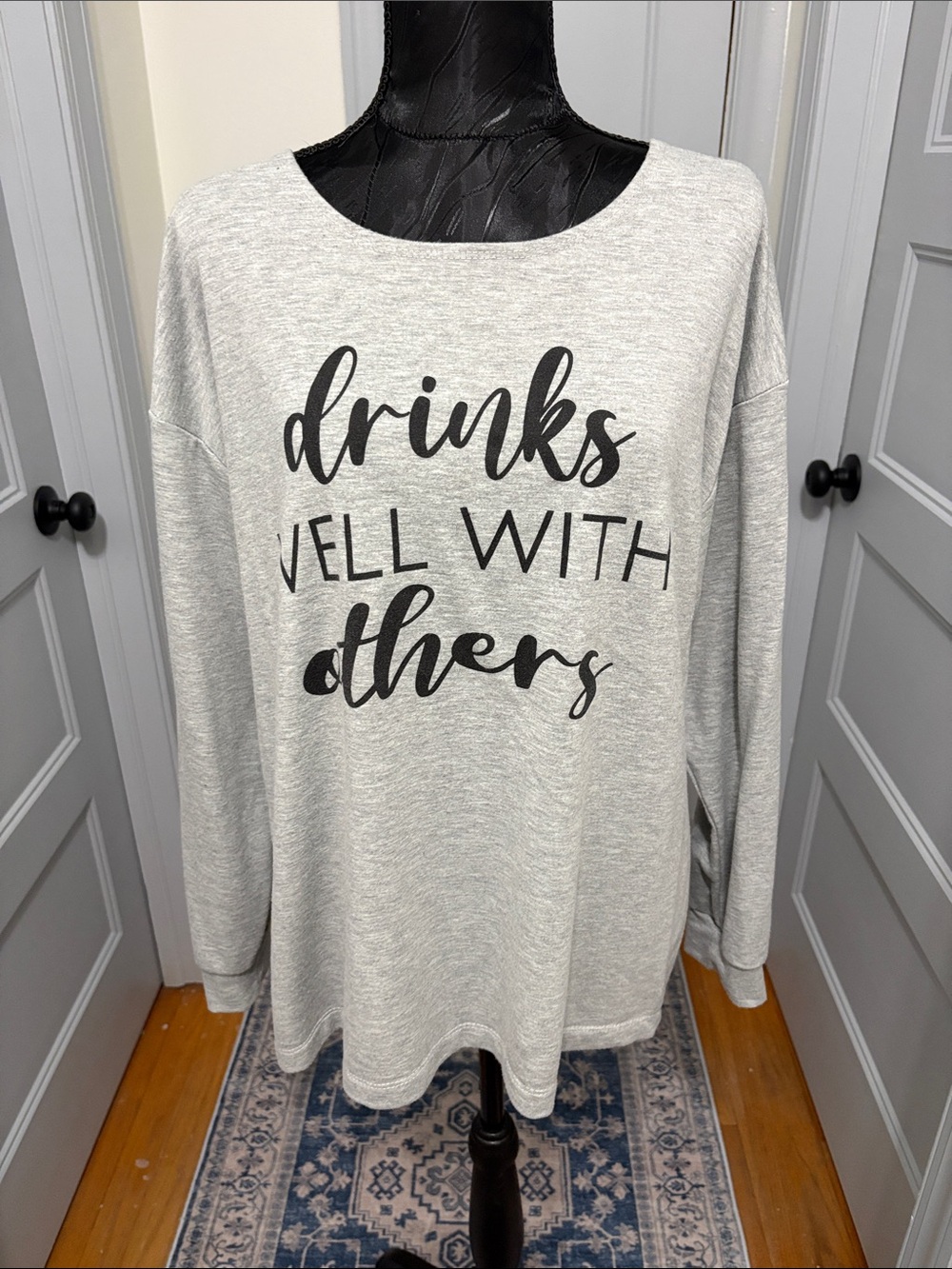 Gray 'Drinks Well With Others' Graphic Pullover Sweatshirt